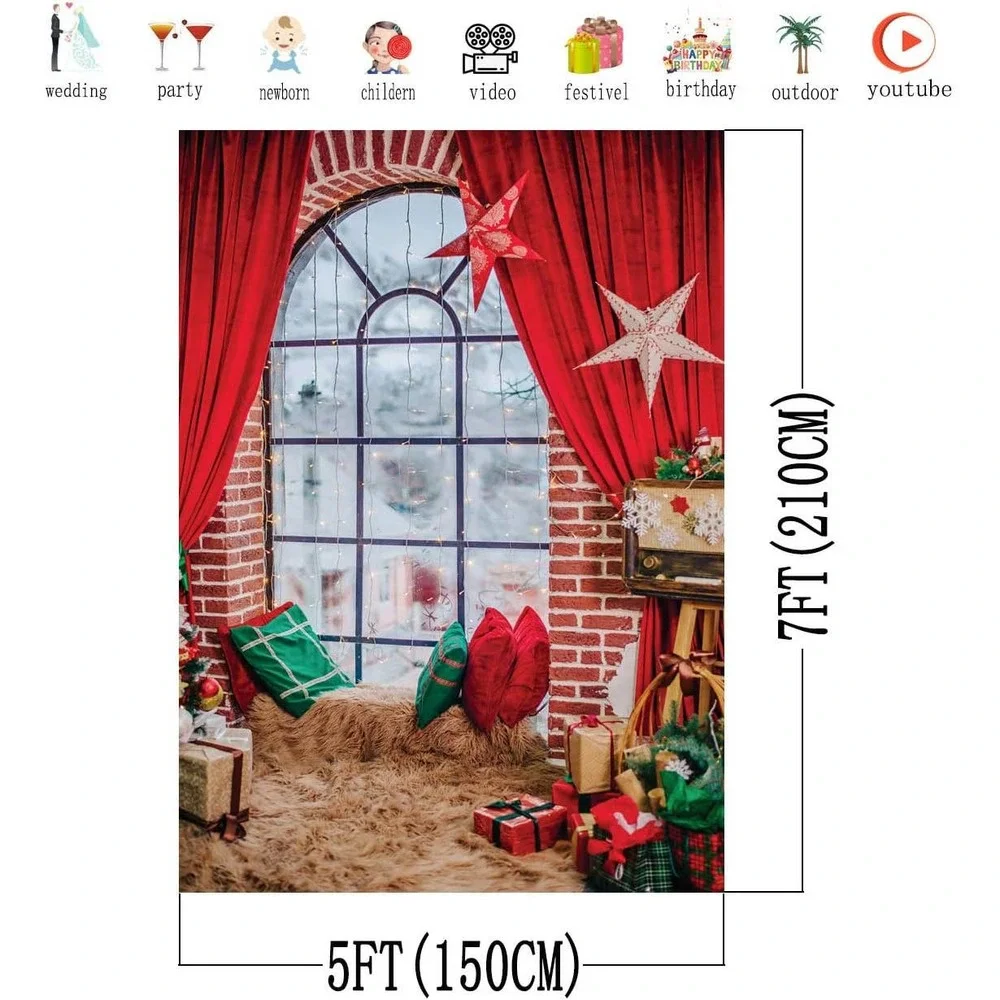 NEW 5 by 7 ft Christmas Backdrop Photos background- Vinyl